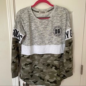 Dry Goods Grey and Camo Top